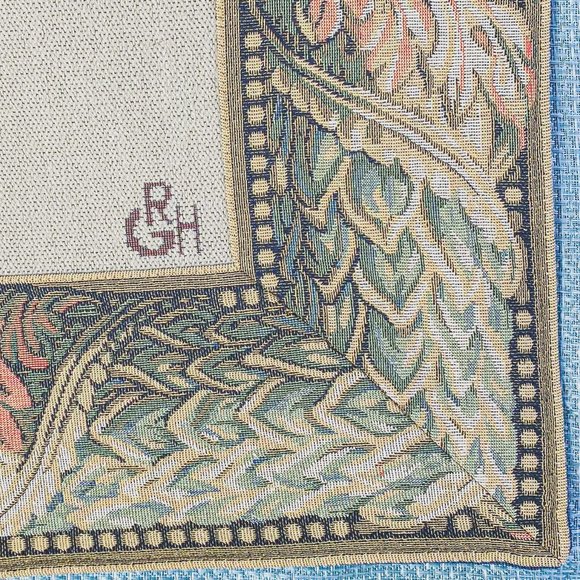 Vintage G.R.H. Large Woven Wall Tapestry Hanging Vibrant Floral Victorian Style - Picture 3 of 15